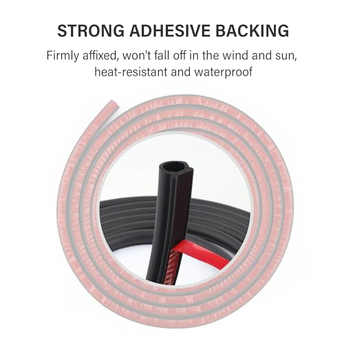 19.68Ft D-Shape Car Rubber Seal Strip,Automotive Weather Stripping for Sealing Door Hood Trunk Window,Self-Adhesive Soundproof Car Door Seal Strip for Most Vehicles (19.68Ft)