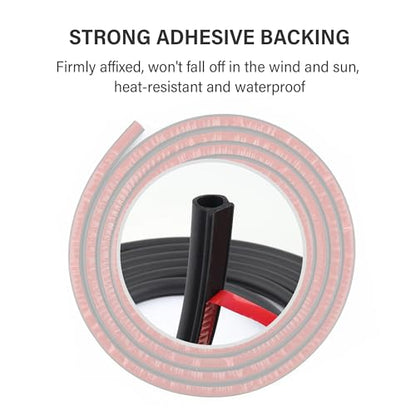 19.68Ft D-Shape Car Rubber Seal Strip,Automotive Weather Stripping for Sealing Door Hood Trunk Window,Self-Adhesive Soundproof Car Door Seal Strip for Most Vehicles (19.68Ft)