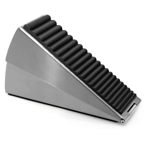 Biaungdo 1 Pack Heavy Duty Door Stopper, Up to 3 Inch Tall Adjustable Spring Loaded Large Door Stopper Wedge Stoppers Stainless Steel Doorstop for Bottom of Door(Brushed Nickel) - color: Brushed Nickel