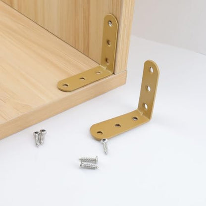 Wealrit 8 pcs Gold L Shape Brackets,Right Angle Corner Brace with Screws,L Shape Corner Brackets,Right Angle Bracket,2.28 Inch Length - size: 2.28"