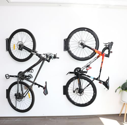 PHUNAYA Bike Wall Mount Vertical, Swivel Bike Hangers For Garage, Bike Rack Garage Wall, Bicycle Hooks, Garden Indoor Outdoor Storage (Vertical 4 Pack) - style: Vertical 4 Pack