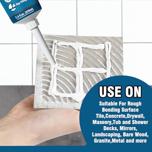 Construction Adhesive Heavy Duty, Cement Glue for Concrete, Floor, Wall, Stone, Wood and More, 14.8 Ounce Tile Squeeze Tube, Suitable for Rough Bonding Surface (220ml*2) - style: 220ml*2