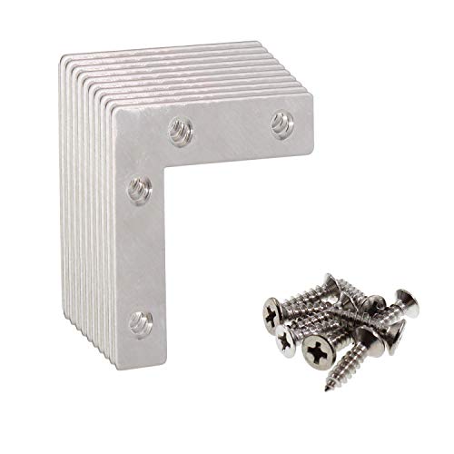 Stainless Steel L Shape Flat Corner Brace Bracket for Wood, Metal Fixing Joining Support Brace for Shelves, Furniture and Cabinet 10 Pack (40x40mm) - size: 40 X 40 Mm