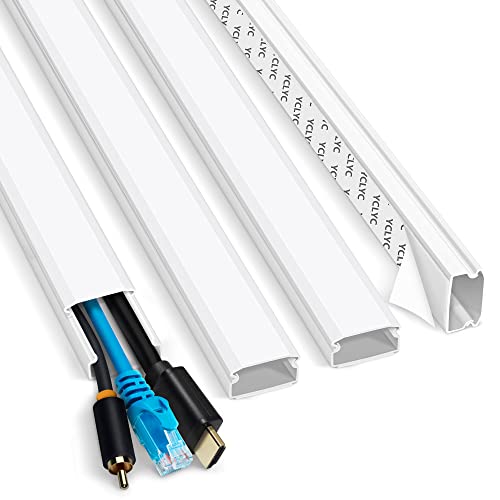 62.8in Cable Cover Wall, White Wire Cover for Wall, Paintable Cord Cover Wall Kit, Cord Hiders for TV on Wall, Hide Cords Wall Mounted TV - Cord Concealer Cable Channel 4xL15.7in W0.98in H0.5in - color: White, size: W 0.98in X H 0.5in X L 62.8in