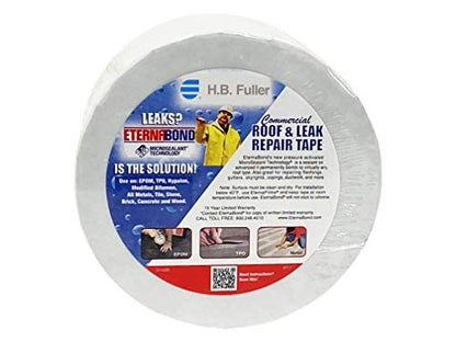 EternaBond RoofSeal White 4" x50' MicroSealant UV Stable RV Roof Seal Repair Tape | 35 mil Total Thickness - EB-RW040-50R - One-Step Durable, Waterproof and Airtight Sealant - color: White, size: 4" x 50'