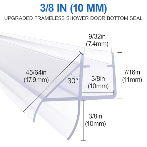 Yecaye 3 Pack 39" Frameless Shower Door Bottom Seal, 3/8" (10mm) Glass Seal Strip, Shower Door Sweep with Drip Rail, Stop Leaks and Create a Water Barrier - style: New Bottom-3/8"x39"