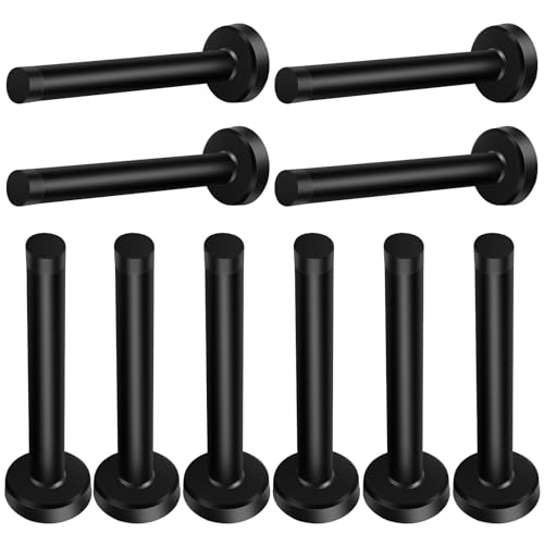10 Pack Door Stoppers, Long Door Stop 6 Inch, Wall Mount, Heavy Duty Solid Black Doorstop Brushed Stainless Steel with Soft Rubber Bumper Tips Wall Protector, Easy Installation - color: Black, size: 6 Inch x 10 Pack