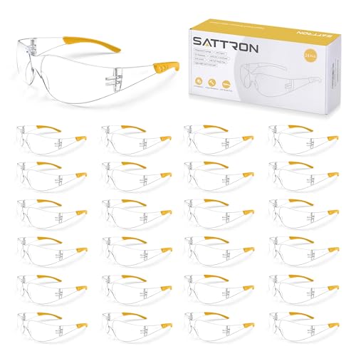 Clear Safety Glasses 24PK, Protective Eyewear Polycarbonate Lens with Rubber Temples ANSI Z87.1 Anti-Scratch Impact Resistant Eye Protection for Man Woman Clear Lens/Yellow Frame - color: 24pack Clear Lens/Yellow Frame