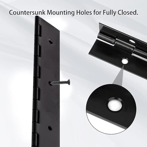 2PCS Heavy Duty Piano Hinge,8-Inch 304 Black Continuous & Piano Hinges,0.05" Thickness,1.2" Open Width, Ideal for Folding Cabinet Doors, Black Stainless Furniture Hinges Includes 16pcs Screws - size: 8inch 2pcs