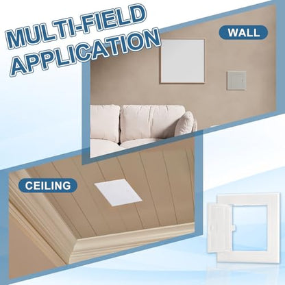 PATIKIL Access Panel for Drywall 5x5 Inch, 2 Set ABS Plastic Wall Hole Cover Access Door with Double-Sided Tape for Wall Ceiling Electrical, White
