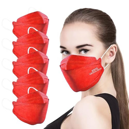 akgk KN95 Face Masks 50 Pack, 5-Ply Disposable Red Face Mask Against PM 2.5 Smoke & Dust, Filtration Efficiency 95% - color: Z-50 Pack-red