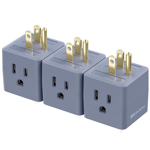 [ETL Listed] Cable Matters 3-Pack 3 Outlet Wall Adapter (Grounded Cube Tap, Outlet Splitter, 3 Way Plug Adapter, 3-Prong Power Splitter), Gray - color: Gray