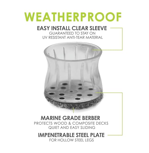 Slipstick GorillaOutdoor Berber Furniture Feet Pads with Clear Sleeve Sock (4 Pack) Outdoor Furniture Sliders for Round & Square Legs, XL - size: Universal XL