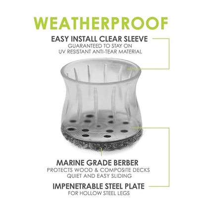 Slipstick GorillaOutdoor Berber Furniture Feet Pads with Clear Sleeve Sock (4 Pack) Outdoor Furniture Sliders for Round & Square Legs, XL - size: Universal XL