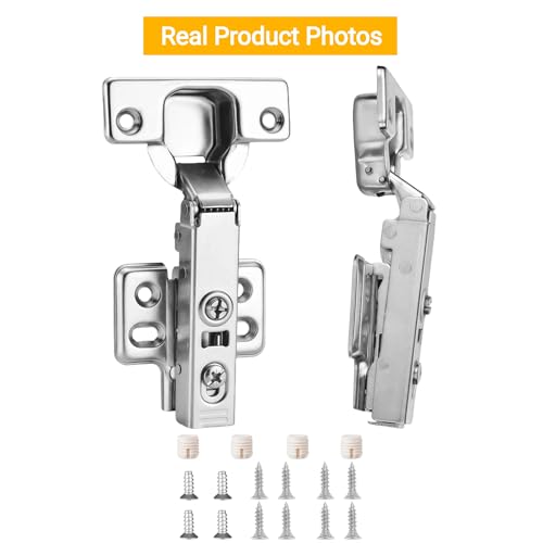20pcs Full Overlay Cabinet Hinge Frameless Concealed Door Hinges European Soft Closing Four-Hole Mounting Plate Hinges Nickel Plated Finish - color: Full Overlay, size: 10 Pairs