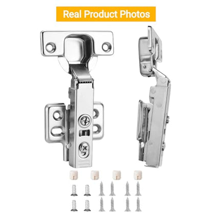 40pcs Full Overlay Cabinet Hinge Frameless Concealed Door Hinges European Soft Closing Four-Hole Mounting Plate Hinges Nickel Plated Finish - color: Full Overlay, size: 20 Pair