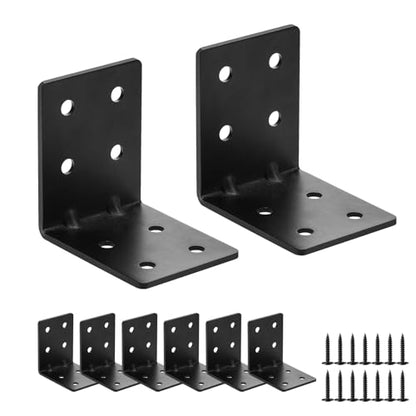 8 PCS Heavy Duty Steel Corner Brackets, 4"x4"x3" 90 Degree L Right Angle Bracket, DIY L Shelf Brackets, Metal Joint Timber Connector Support for Wood Shelves, Furniture - size: 4x4x3- 8pcs