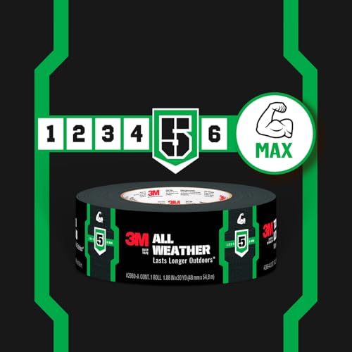 3M All Weather Black Duct Tape, 1.88 in x 30 yd, UV/Water Resistant, Stands up to Heat, Sunlight, Rain, Sleet & Snow, Great for Patching, Reparing Outdoor Items and Reinforcing Tools (2530-BK-3PK) - size: 90 Yd