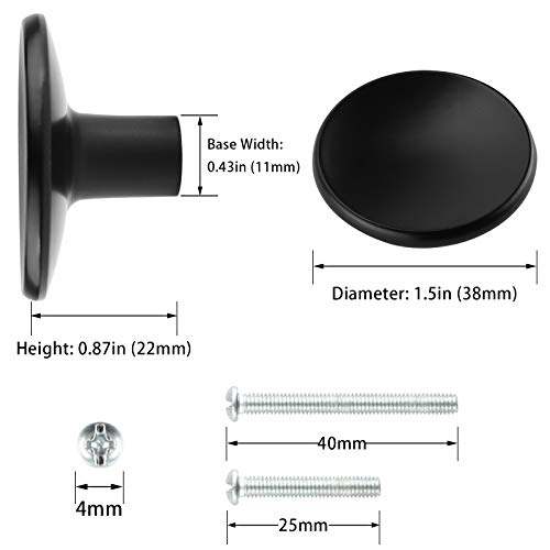 goldenwarm 10 Pack Black Cabinet Knobs Kitchen Hardware Round Drawer Knob for Cabinets Handles Closet Door Pulls Zinc Alloy - color: Black