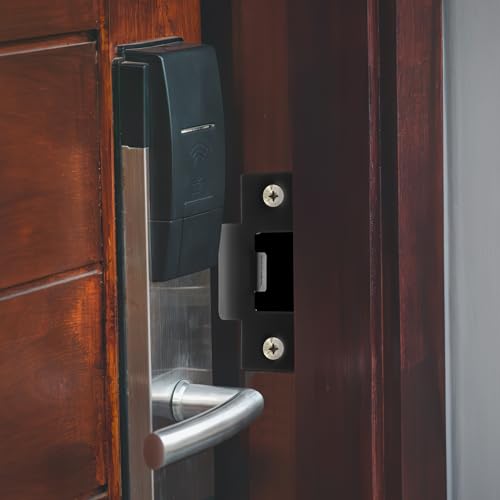 Homoyoyo 4pcs Cam Block Door Locks, Stainless Steel Guide Piece Black Door Lock Door Strike Plate Door Strike Plate Reinforce Security on Your Doors (Pack of 2) - size: 7x7cm (Pack of 2)