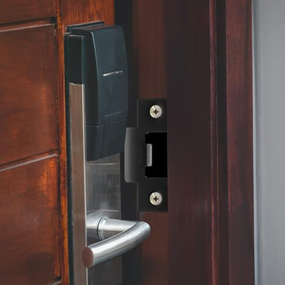 Homoyoyo 4pcs Cam Block Door Locks, Stainless Steel Guide Piece Black Door Lock Door Strike Plate Door Strike Plate Reinforce Security on Your Doors (Pack of 2) - size: 7x7cm (Pack of 2)