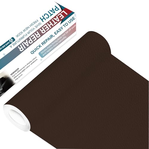 Leather Repair Patch Tape,16x63 inch Self Adhesive Leather Patches for Furniture,Vinyl Leather Repair Kit for Couches,Car Seats,Sofas,Office Chairs, Dark Brown - color: Dark Brown, size: 16*63inch