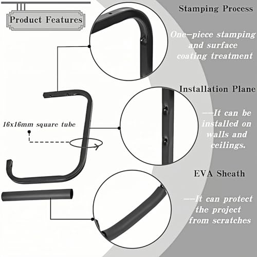Overhead Garage Storage Rack, Heavy Duty Ceiling Storage Hooks Utility Hanger for Lumber Ladder Bike & Other Bulky Items (4)