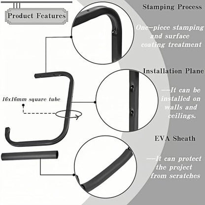 Overhead Garage Storage Rack, Heavy Duty Ceiling Storage Hooks Utility Hanger for Lumber Ladder Bike & Other Bulky Items (4)
