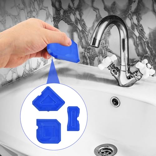Silicone Caulking Tool, 3 in 1 Caulking Remover Glazing Compound Finishing Tool with 5 Replacement Silicone Scraper Pads, Grout Scraper Kit for Bathroom Kitchen Floor Window Sink Joint