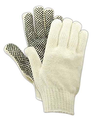 MAGID Dotted Gloves Polyester/Cotton Blend, 12 Pairs, Size Men's (Fits Large), T93 - size: 9/L, style: 12 Pairs