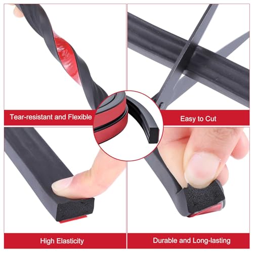 Treela 26 ft Ribbed Foam Rubber Seal with Tape, 0.625x0.375 Inches, Self Adhesive Epdm Foam Rubber Weather Strip, Suitable for Ships, Cars, Rvs, Ships, Garage Doors/Windows, Black - size: 26ft, style: 0.625x0.375in
