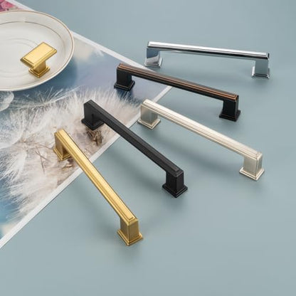 KOOFIZO Brushed Gold Cabinet Pulls Gold Cabinet Handles, 10 Pack 5 Inch Brushed Gold Hardware for Kitchen Cabinets Drawer Dresser P02 Cupboard Bedroom Bathroom - color: Brushed Gold, size: 5" CC - 10pcs