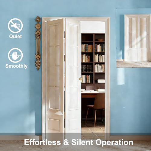 Bifold Door Hardware Kit with Track – Closet Door Repair Kit Fits 24"/36" Doors, Full Metal Track Set for Closet Doors