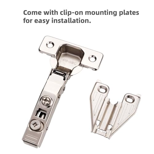 DecoBasics (6 PCS) Full Overlay Soft Close Cabinet Hinges for Kitchen Cabinets - 105° Face Frame Concealed Cabinet Door Hinge -3 Way Adjustability -Clip on Plate & Matching Screw 4 Easy Installation