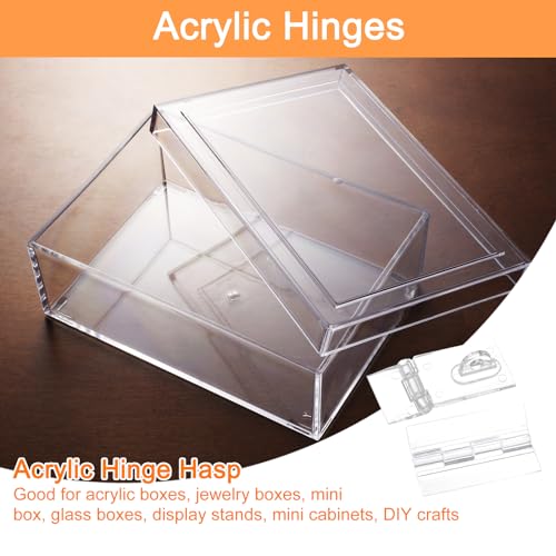 uxcell 60Pcs Acrylic Mini Hinge with Acrylic Hasp Latch Assortment Kit Clear Acrylic Folding Hinge Buckle Latch Hasp for Crafts Jewelry Box