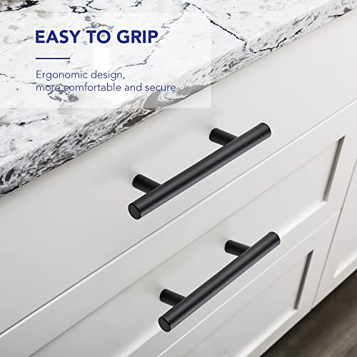 Ravinte Hardware 10 Pack Cabinet Handles with 3 Inch (76mm) Hole Center Matte Black Cabinet Pulls Stainless Steel Drawer Pulls, Kitchen Knobs for Dresser Drawer, 5 Inch Overall Length - color: Matte Black T-Shaped, size: 3" Hole Center