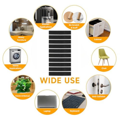 Non Slip Furniture Pads 1/2" x 3" Rubber Strips Self Adhesive Furniture Grippers Chair Leg Pads Rubber Chair Feet Anti Scratches Non Skid Furniture Pad Floor Protectors, 40 Pcs Rectangle - size: 0.5 x 3" Rectangle 40pcs