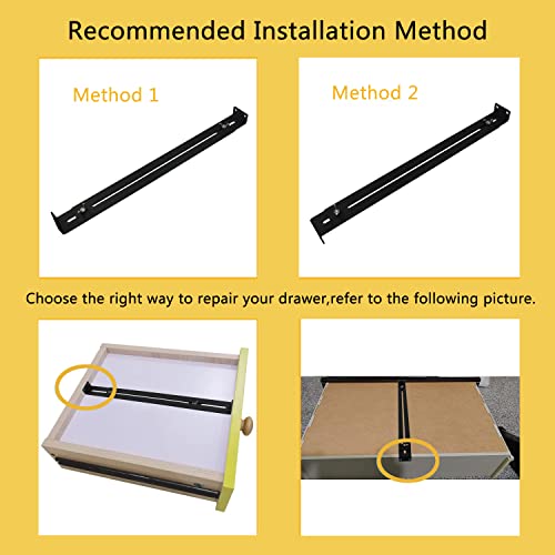Drawer Repair Kit, Drawer Support, Furniture Repair Accessory Bracket Middle Mount to Reinforce and Repair Breakage, for Wood Particleboard MDF Chest of Drawers - Screws Included (2)