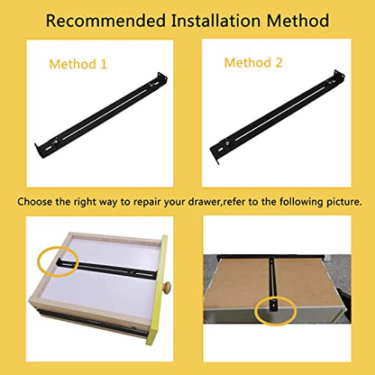 Drawer Repair Kit, Drawer Support, Furniture Repair Accessory Bracket Middle Mount to Reinforce and Repair Breakage, for Wood Particleboard MDF Chest of Drawers - Screws Included (2)