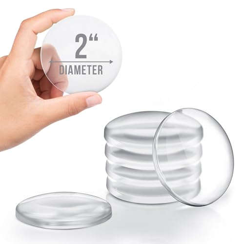 Clear Door Stoppers - Medium 2" (6 PCS) - Door Stoppers for Wall with Strong Back Adhesive - Quiet and Shock Absorbent Silicone Wall Protectors from Door Knobs - Protects Every Surface - color: Clear, size: Medium 2" (6 PCS)