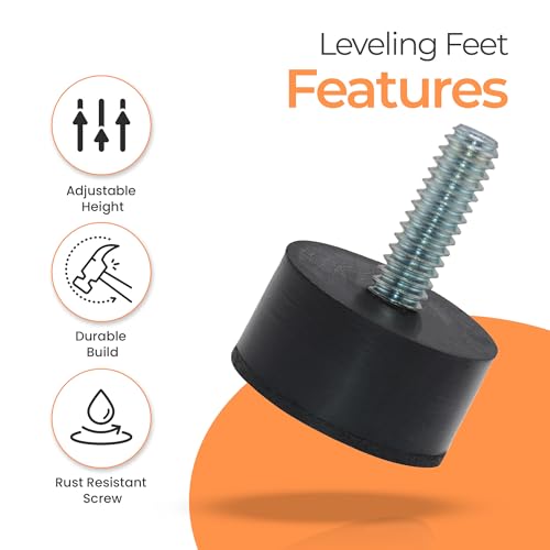NEWBYTEK 1/4-20 Rubber Adjustable Furniture Leveler，8 Pack Leveling Feet Screws in Threaded, Feet Levelers Screw On Furniture Glide Leveling for Table, Chair, Furniture Legs - size: 1/4"-20 With Nuts, 8pcs