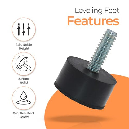 NEWBYTEK 1/4-20 Rubber Adjustable Furniture Leveler，8 Pack Leveling Feet Screws in Threaded, Feet Levelers Screw On Furniture Glide Leveling for Table, Chair, Furniture Legs - size: 1/4"-20 With Nuts, 8pcs
