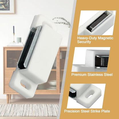 12Pcs Cabinet Door Magnets Catch Magnetic Door Catch, Magnetic Shutter Hardware Drawer Magnet Latch Cabinet Magnets for Closure Cupboard Closet Bathroom(White) - color: White