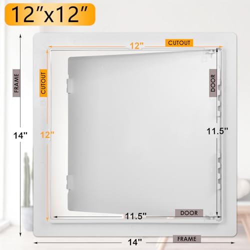 Suteck Plumbing Access Panel for Drywall Ceiling 12 x 12 Inch Reinforced Plastic Wall Access Doors Removable Hinged White - size: 12 X 12 Inch