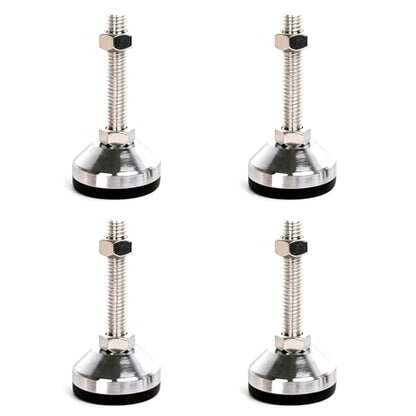 Heavy Duty Leveler Leg, Cabinet Leveling Feet,2.36" Dia. Base,M12 Thread,2000 Lb Capacity,Adjustable Workbench Legs,D60xM12x100,Black Carbon Steel PVC,4-Pack - size: D60xM12x100
