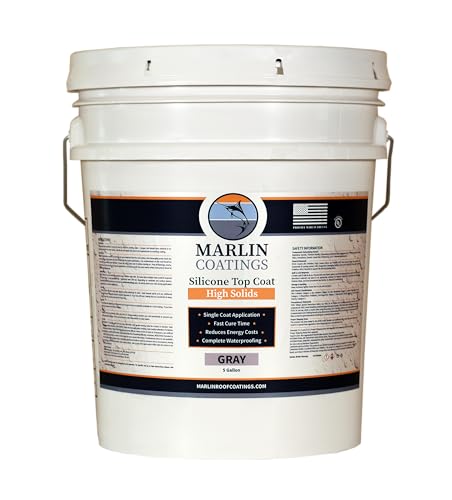 100% Silicone Roof Sealant - Self Leveling - Complete Waterproofing - Easy One Coat Application - Designed for Your RV, Camper, Trailer, Commercial Building… (5 Gallon, Gray) - color: Gray, size: 5 Gallon