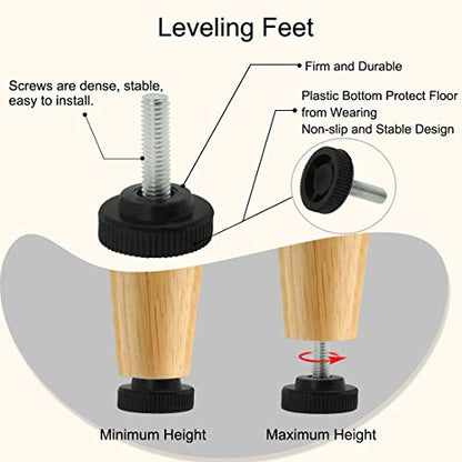 uxcell M8 x 25 x 30mm Screw on Furniture Glide Leveling Feet Adjustable Leveler Pad for Chair Industrial Machine Desk Leg 12 Pack, Black and Silver Tone