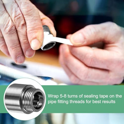 M METERXITY Shower Head Extension Arm, Stainless Steel G1/2 Male to Female Extension Pipe Fitting Adapter with PTFE Thread Seal Tape for Shower/Faucet, Pipe Plumbing Coupler 1.18"/30mm 2-Pack - size: 1.2"/30mm