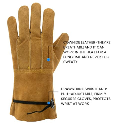 Leather Work Gardening Gloves for Men Women, Thorn-Proof Rose Pruning and Heavy-Duty Yard Work, Driving - size: Medium (Pack of 1)