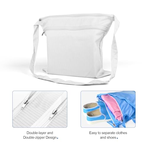 13 x 14 Inch Anti-static Cleanroom Crossbody Tool Bag,Storage Bag for Work & Travel（White） - color: White